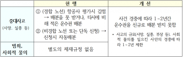 운수권 신규 배분제한 주요내용. 자료=국토부 제공