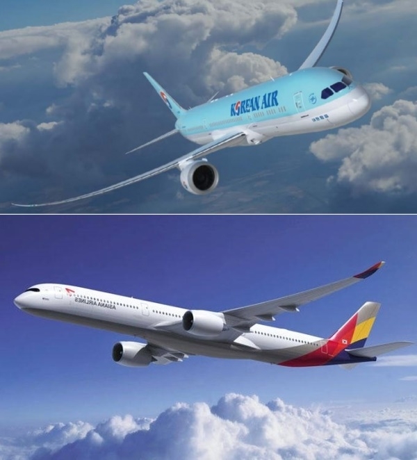 사진=(위)대한항공, (아래)아시아나항공