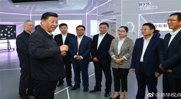 2018년 시진핑 중국 국가 주석이 천사첨단신소재에 방문한 모습.(사진=천사첨단신소재 홈페이지)
