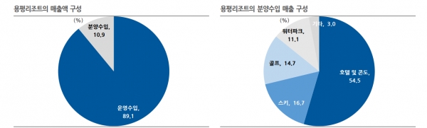 용평리조트 매출 및 분양수입 구성. 자료=한국IR협의회